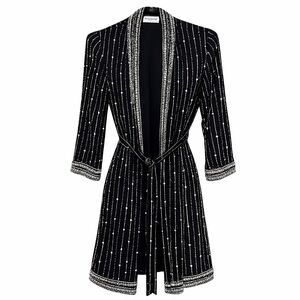 Mac DUGGAL Black Beaded Long Sleeve blazer or duster  size XS